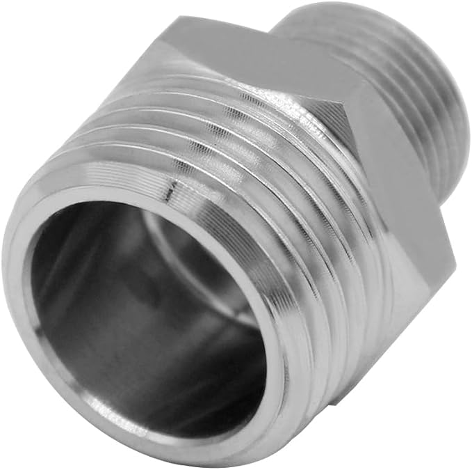 Beduan Stainless RV Faucet Adapter 1/2 NPT Male to 3/8 Comp. Male Faucet Supply Line Compression Fittings Adapter for RV Kitchen Plumbing Water Hose Pipe Connector (Pack of 2)