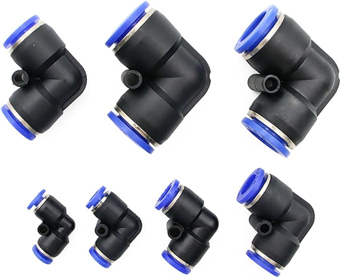 Elbow Push to Connect Fitting, 1/4" OD Pneumatic Air Line 90 Degree Quick Push Lock Adapter (Pack of 10)