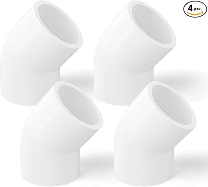 GASHER 4PCS PVC Pipe Fitting 2" PVC 45 Degree Elbow, Furniture Grade Pipe Socket Fittings, For Home or Industrial