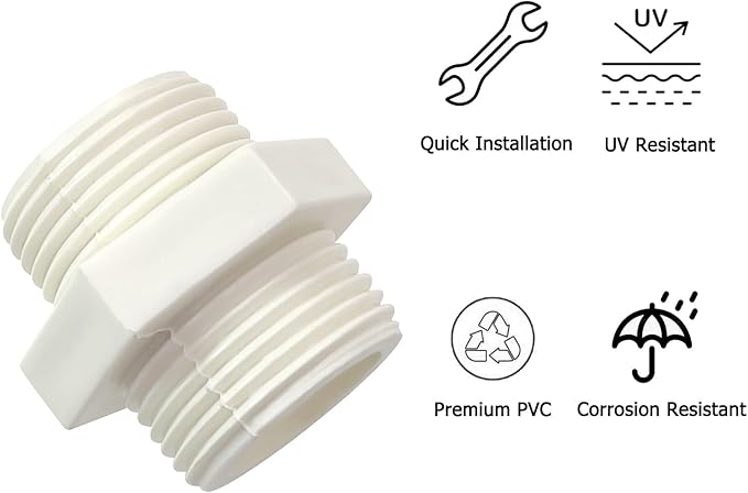 10 PCS 3/4 Inch PVC Fittings Hex Nipple G3/4 Male to Male Thread Connector Coupling Adapter