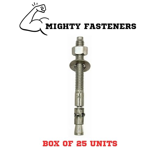 Premium 316 Stainless Steel Wedge Anchor, 3/8"-16 X 4-1/2" – Heavy Duty Corrosion Resistant Fastener for Concrete and Masonry Applications 25 Pack