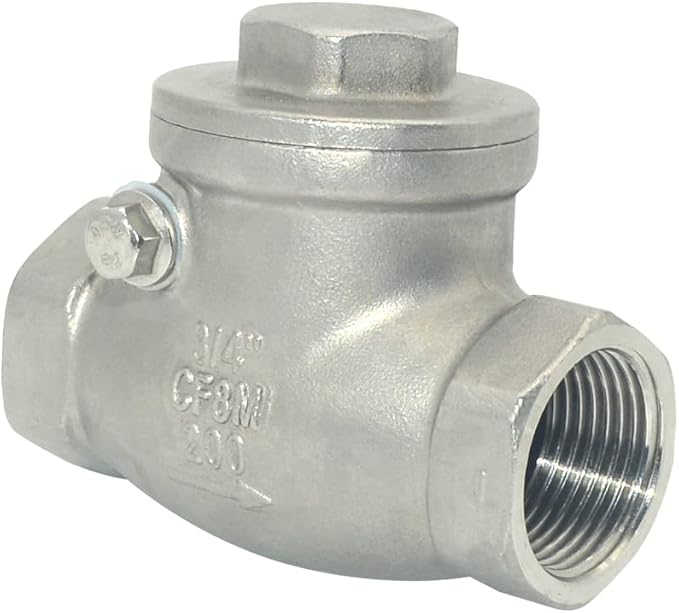 Stainless Steel SS316 Swing Check Valve,NPT Female x Female Thread,WOG 200 PSI PN16 CF8M (3/4")