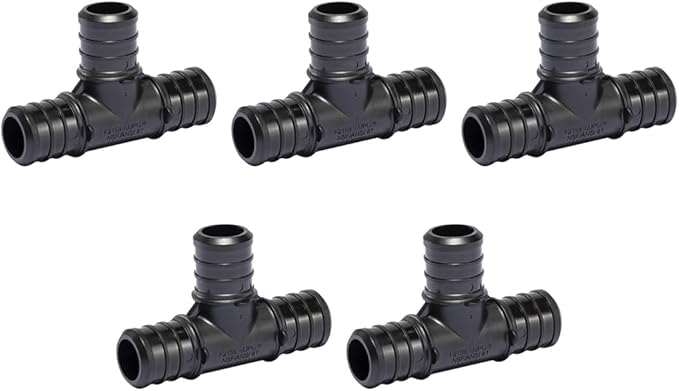 (Pack of 5) Topaipe 3/4 x 3/4 x 3/4 Inch PEX Poly Crimp Equal Tee, PPSU Fitting for PEX Tubing, PERT, ASTM F2159