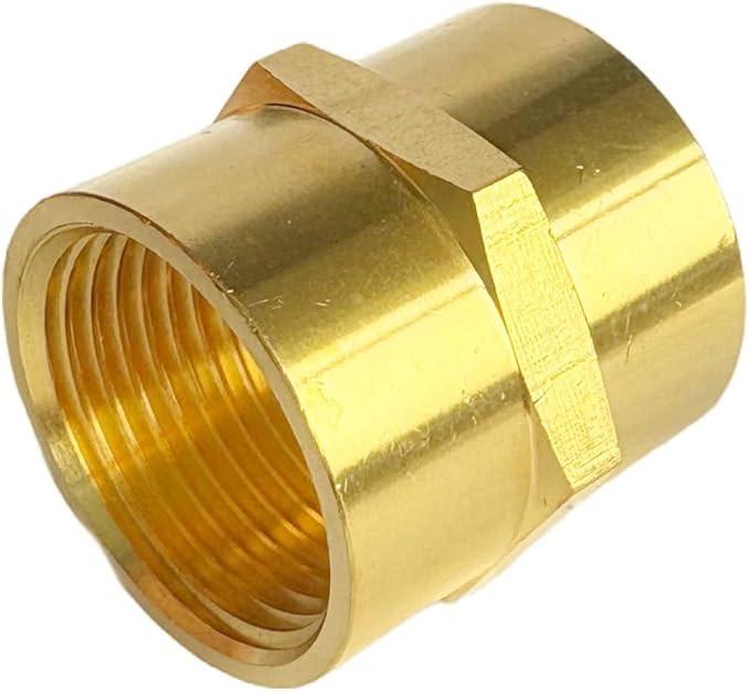 1" Female Threaded Hex Nipple Brass Coupling NPT Pipe Fitting Pipe Adapter Straight Connectors for Air, Gas, Oil, Fuel, Propane Pack of 2