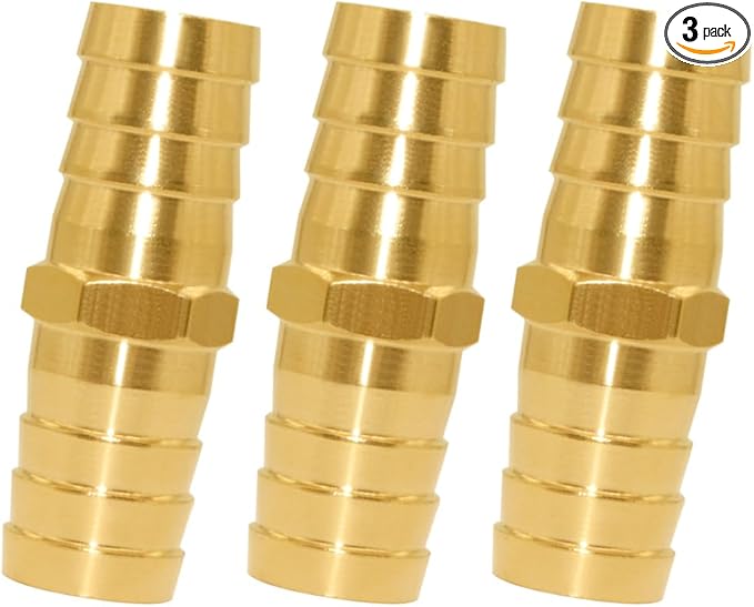 3PCS Brass 1" OD Barb Splicer Mender Hose Barb Fitting Straight 2-Way Union Garden Hose Repair Fittings for Water/Oil/Gas