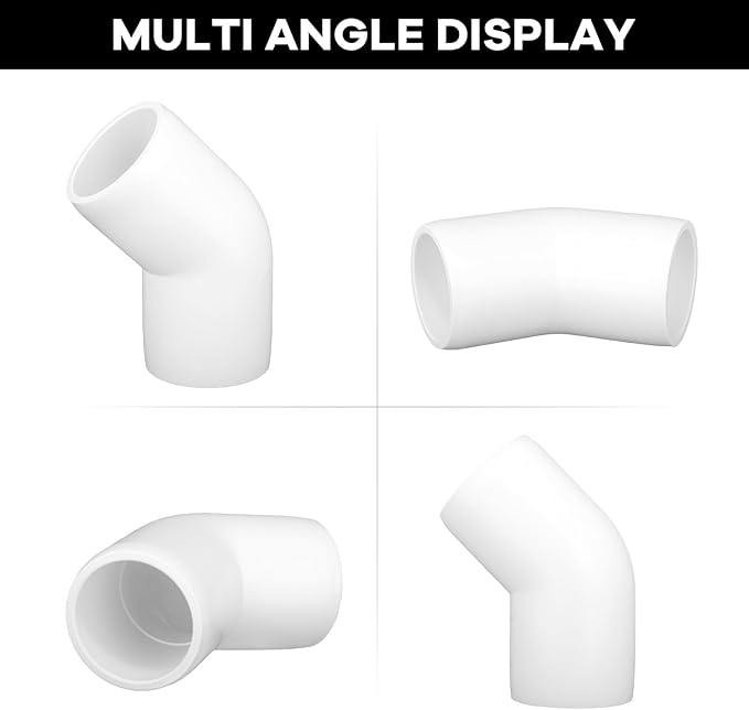 12-Pack 3/4 inch 45 Degree Elbow PVC Fitting, 2 Way Furniture Grade Pipe Connector for DIY PVC Shelf Building Furniture Greenhouse Garden Support Structure Frame