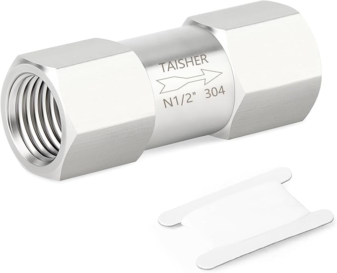 TAISHER 1PCS 304 Stainless Steel 1/2" NPT Female Check Valve,Backflow Prevention,One Way Non-Return Check Valves