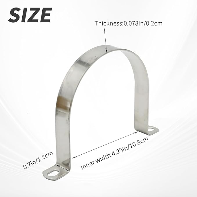 VIKKSAER 10Pcs U-Bolt Clamp, 304 Stainless Steel U-Shaped Bracket, 2 Hole U-Tube Strap Clamp for Hose Clamp Pipe Clamp, 25mm (5 pcs 108mm)