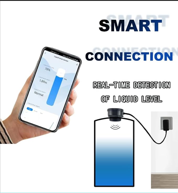 TLC2206 Tuya Smart Life Mobile APP Wireless WiFi Remote Ultrasonic Contactless Indoor Waterproof IP67 Liquid Water Oil Fuel Level Tank Monitor Sensor Controller Automatic Alarm Indicator