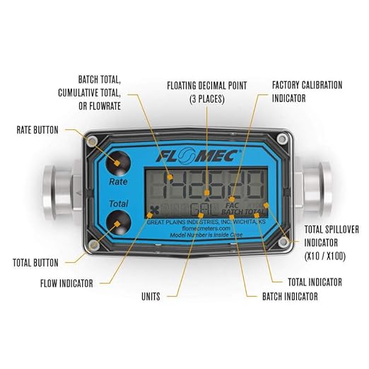 G2 Series High-Temp Turbine Flow Meter, 1/2 Inch Pipe Size, 3/4 Inch Tri-Clamp Fitting G2S05TH9GMX