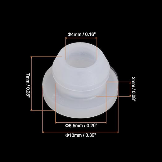 MECCANIXITY 20Pcs Snap Rubber Grommet Plug Mount Dia 6.5mm ID 4mm Narrow Groove Width 2mm Seal Anti-Scratch for Electrical Box Cable Pipes Transparent