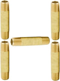 Legines Brass Pipe Fitting Long Nipple, 3/8" NPT Male x 3/8" NPT Male Extender Straight Connector, 1-1/2"Length 1200psi (Pack of 5)