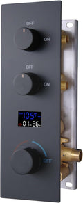 2 Function Shower Diverter with Temperature Display Solid Brass Shower Mixer Valve Pressure Balancing and Flow Control Bathroom Shower Diverter Valve，Matte Black
