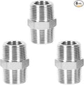 3PCS 1/4" NPT Male Stainless Steel Nipple Pipe Fitting Hex Connectors