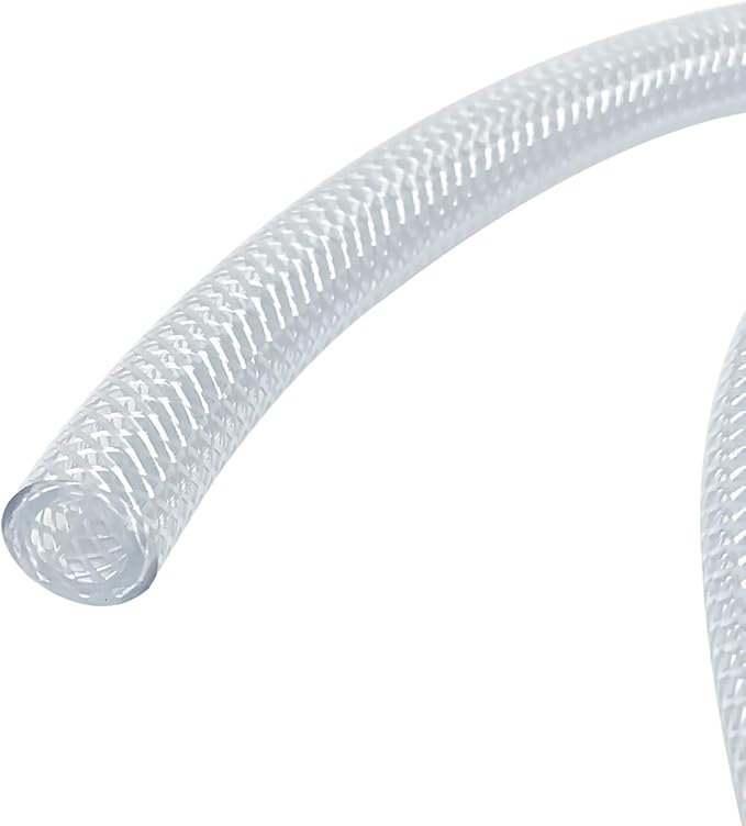 Gloxco Clear Braided PVC Tubing, Food Grade, Heavy Duty Reinforced Hose, 3/8" ID, 25 Ft Length