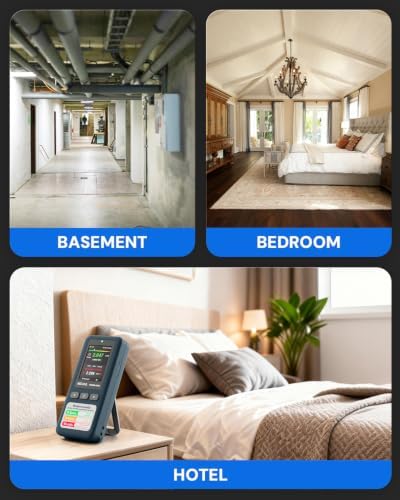 HOUND-1011S Portable Radon Detector, High-Accuracy Sensor for Home, Lightweight, Audible & Visual Alarms, Long-Term Monitoring, Easy-to-Use Radon Tester in pCi/L or Bq/m³ for Basement