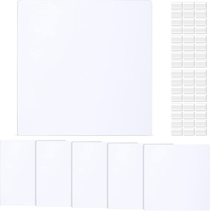 Sosation 6 Pcs Square Plastic Flat Blank Plate Wall Hole Cover Ceiling Cover Plate with 48 Pcs Double Faced Adhesive Tape for Ceilings or Wall(14 Inch)