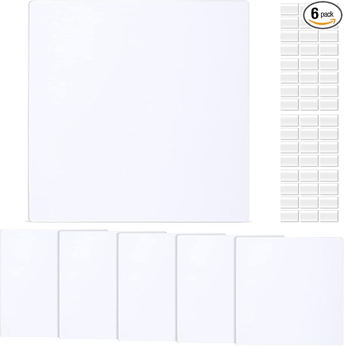 Sosation 6 Pcs Square Plastic Flat Blank Plate Wall Hole Cover Ceiling Cover Plate with 48 Pcs Double Faced Adhesive Tape for Ceilings or Wall (5 Inch)