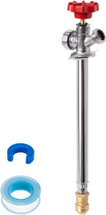 SUNGATOR Frost Free Sillcock, 12" Push Fit Anti-Siphon Hydrant, 3/4-Inch Hose Bibb x 1/2-Inch Push Adapter, No Lead Brass Valve, with 1 Disconnect Clip and 1 Sealing Tape