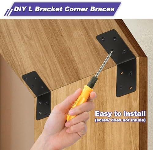 20Pcs Corner Braces,3x3x1.5 Black L Brackets,Right Angle Bracket