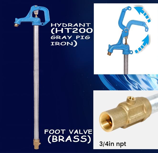 (Total-3.25ft/39inch, Bury-1ft) Yariwiz Frost Proof Yard Hydrant for Yard Garden Farm Pasture Irrigation, Water Hydrant 3/4" NPT Pipe Connection