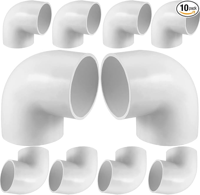10PCS 1" 90 Degree Elbow PVC Pipe Fitting Adapter Coupling Connector Schedule 40 Slip (Socket x Socket) White Color