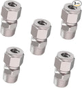 Stainless Steel 304 Compression Fitting to connect 1/2 inch OD tube x 1/2 NPT Male thread Coupler, for brass copper stainless steel tubing (5pcs)