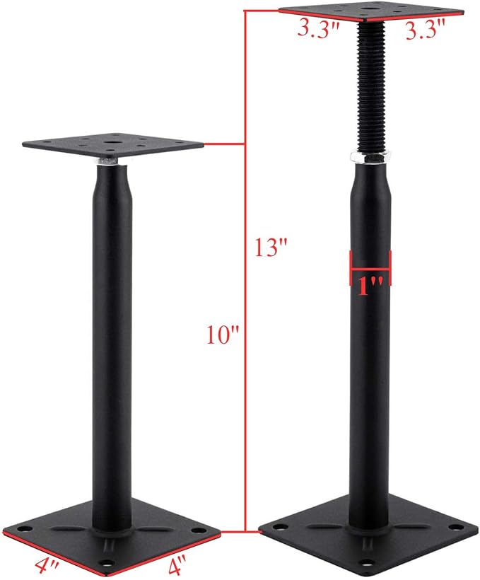 Mini Screw Jack, 10'' to 13'', Telescoping Floor Joist Support Jack, Black, 2-Pack