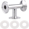 DERNORD Clamp Tee 3 Way Stainless Steel 304 with 3 Silicone Gaskets Fits 1.5" Tri Clamp, 19mm Pipe OD Sanitary Fittings(3/4 inch)