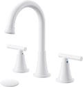 Bathroom Faucets for Sink 3 Hole, Hurran White Bathroom Sink Faucet with Pop-up Drain and Supply Lines, Stainless Steel Lead-Free Widespread Faucet for Vanity RV Farmhouse Sink