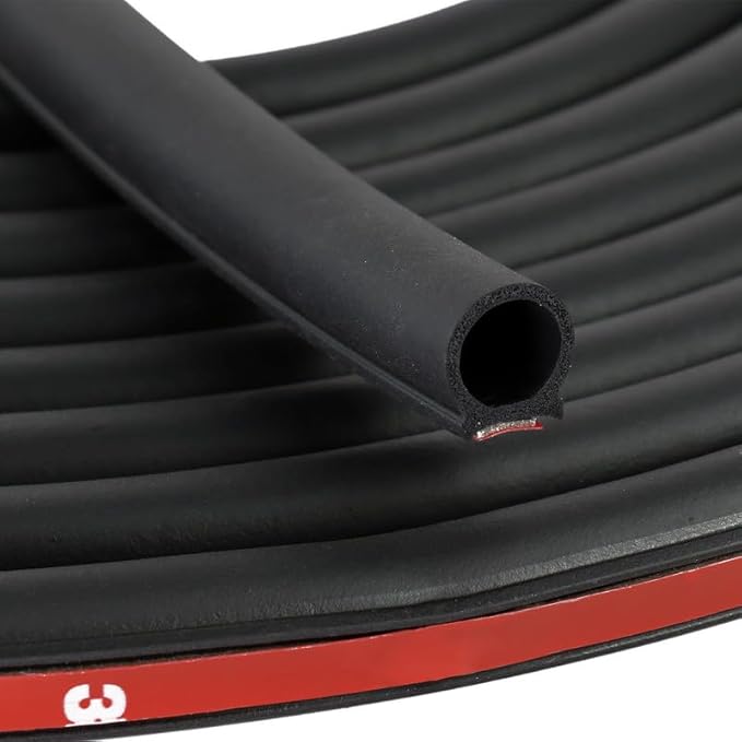 D Shape Rubber Seal Strip,3/4" Large Door Weather Stripping Self-Adhesive EPDM Rubber,Automotive Weather Stripping for Fill Gaps, Apply to Car,Truck,RV,Boat and Home Application (12Ft)
