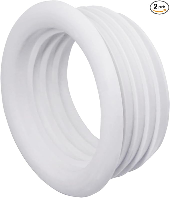 (Pack of 2) White Rubber Sleeve for Drain Pipe, 1.57" x 1.57" (50 x 40 mm) Pipe Connector, Adaptor, and Reducer