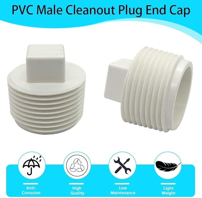 YSIL 20 Pack 1" Sewer Cleanout Cap NPT Cleanout Plug Male Adapter Male Threaded Pipe End Cap for Drain Pipe