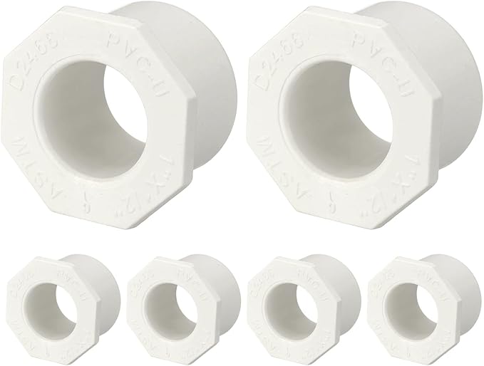 1Pcs 1" x 1/2" PVC Reducer Bushing Fitting, SCH40 (Spigot x Socket) Furniture Grade PVC Pipe Fitting, Reducer Bush Adapter for Home Sewer Plumbing, Industrial, Pipe Connection