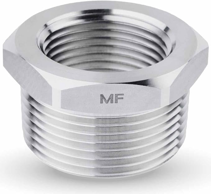 MAACFLOW Stainless Steel 1-1/4" Male NPT to 1" Female NPT Adapter Reducer Hex Bushing (Thread OD 1.62"- ID 1.16") (Pack of 1)