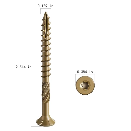 #10 * 2-1/2" Deck Screws, (161pcs) 2 lbs.Exterior Wood Screws, Rust Resistant epoxy Coated, Bronze, T25 Star Bit