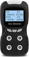 Portable Gas Detector, Gas Clip 4 Gas Monitor Meter Tester Analyzer, Rechargeable LCD Display Sound Light Shock Air Quality Tester, 2 Year Detector…