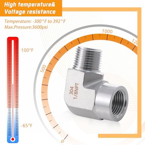 Stainless Steel Pipe Fitting 90 Degree Barstock Street Elbow 1/8" NPT Male x 1/8" NPT Female 2 Pack