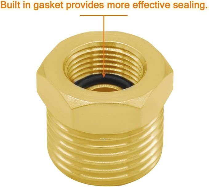 Joywayus 1/2 G Male to 3/8 Compression Female Thread Bushing Pipe Fitting, Brass Reducer Faucet Connector Water Hose Adapter, Supply Line Adapter for RV Kitchen Bathroom Plumbing 4PCS