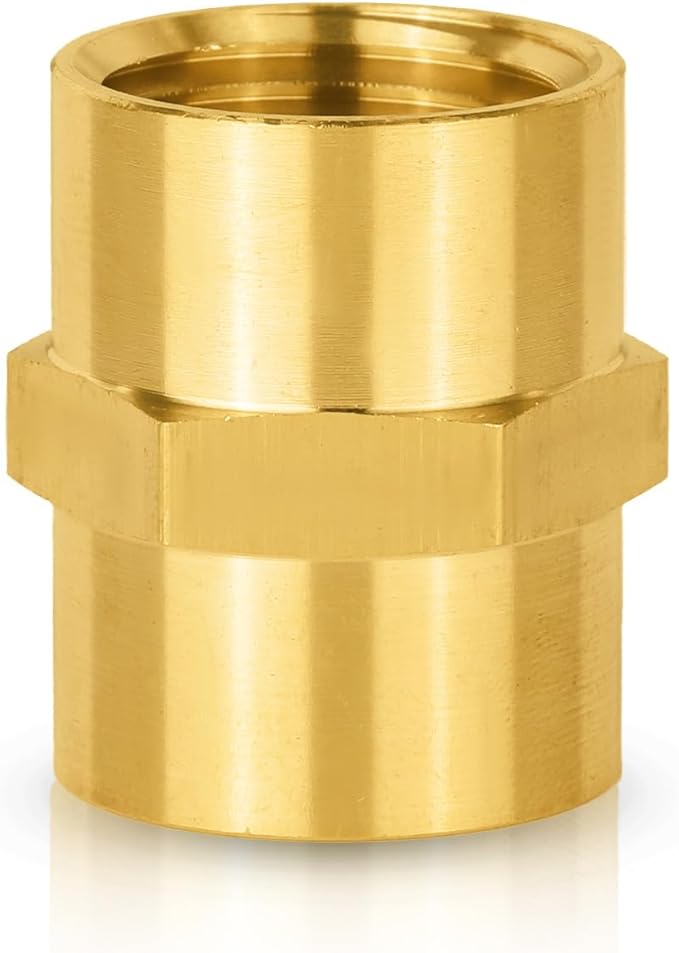 100-PCs HeSun Brass Pipe Fitting, 1/2" NPT Female x 1/2" NPT Female Hex Pipe Adapter