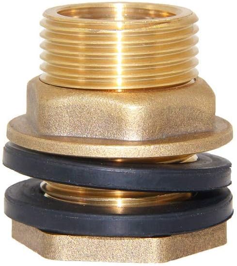 Joywayus 3/8" Female 1/2" Male Soild Brass Water Tank Connector Bulkhead Tank Fitting With 2 Rubber Ring Stablizing