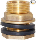 Joywayus 2pcs 3/8" Female 1/2" Male Soild Brass Water Tank Connector Bulkhead Tank Fitting With 2 Rubber Ring Stablizing