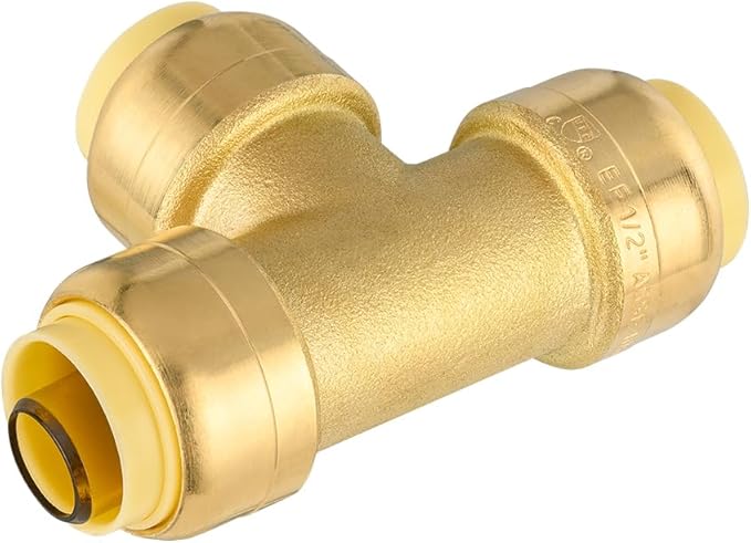 5-Pack EFIELD 1/2-Inch Tee Push-Fit Fitting to Connect Pex, Copper, CPVC with a Disconnecting Clip, UPC Certified, NSF 61,(PF079)
