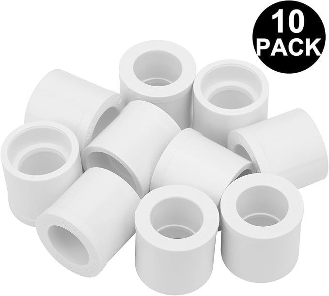 10Pack 1"x 1/2" PVC DWV Reducing Bush Adapter Pipe Fitting SCH40 PVC Reducer Bushing (Socket x Socket) PVC Pipe Reducing Bushing Fitting for Home Sewer Plumbing
