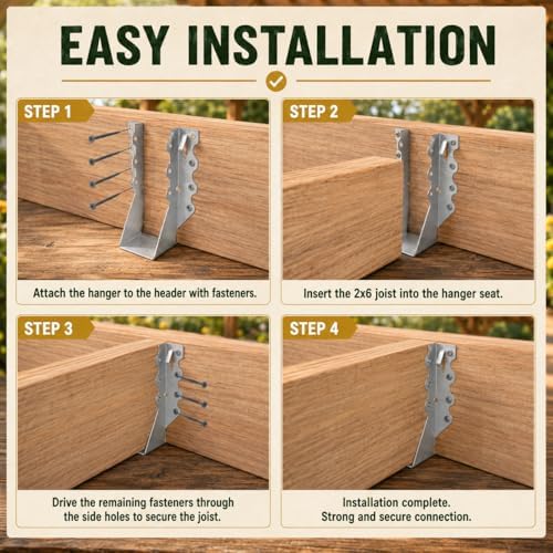 (20 Pack) 2" X 4" Joist Hanger 18 Gauge Double Shear Face Mount Joist Hangers for Wood, Floor Deck and Ceililng Joists