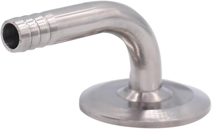 DERNORD Sanitary Hose Barb Pipe Fitting 1.5" Tri Clamp (50.5MM Ferrule) 90 Degree Elbow (Tube OD: 1/2"/12MM (1.5 Tri-clamp))