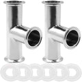 Beduan 2" Tri Clamp Tee 3 Way Stainless Steel 304 Sanitary Fitting, Pack of 2 (51mm Pipe OD)