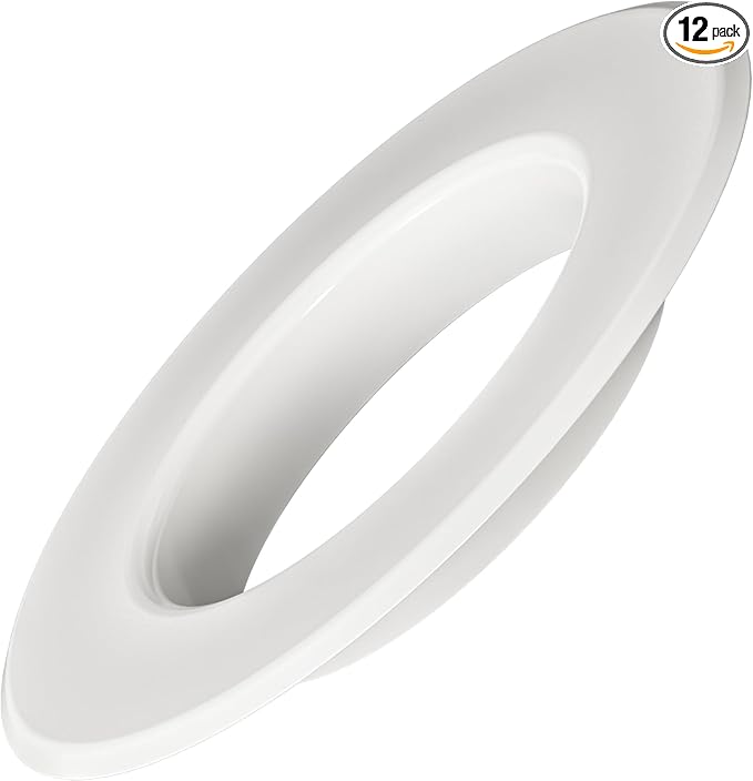 Fire Sprinkler Escutcheon Skirt, FLUSH Escutcheon Pendant Skirt White, Works with Standard 401 Style Cup, Short Cup, and Retrofit 2 Piece Cup, Fire Sprinkler Skirt - 12 PK