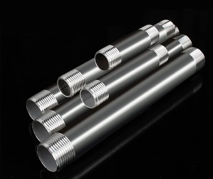 304 Stainless Steel Nipple Pipe Fitting 3/4" NPT X 3/4" NPT Male Thread Cast Pipe Fittings 6 Inch 150mm Length 2PCS