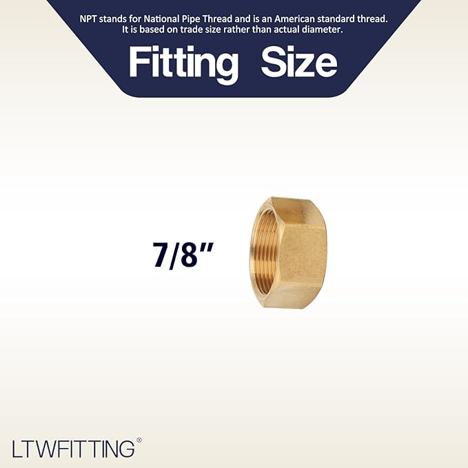 LTWFITTING 7/8-Inch Brass Compression Nut,Brass Compression Fitting(Pack of 200)